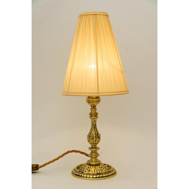 Historistic Brass Table Lamp with Fabric Shade, Vienna, Austria, 1890s For Sale - Image 11 of 13