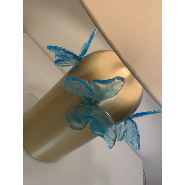 Contemporary Contemporary Light-Blue Butterfly Murano Glass Table Lamp For Sale - Image 3 of 9