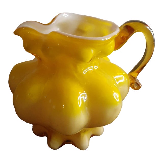Vintage Kanawha Yellow Cased Glass Miniature Pitcher For Sale