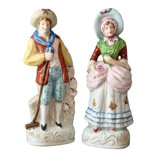 Pair of “Made in Occupied Japan” Porcelain Staffordshire-Style Figurines, Circa 1945–1952 For Sale