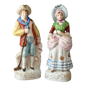 Pair of “Made in Occupied Japan” Porcelain Staffordshire-Style Figurines, Circa 1945–1952