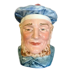 Antique Sailor's Head Majolica Tobacco Humidor Jar