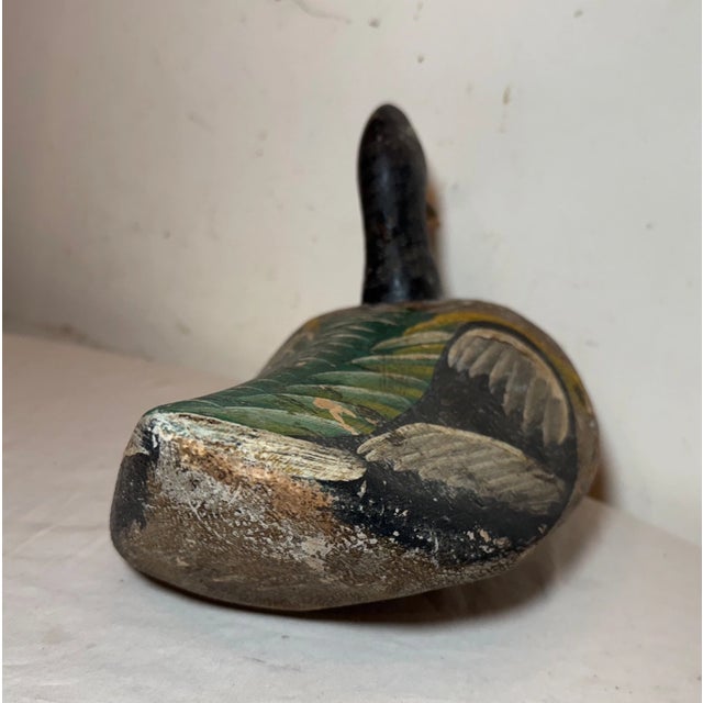 Antique Treen 19th Century Palm Wood Painted Decoy Duck Sculpture Folk Art For Sale - Image 11 of 11