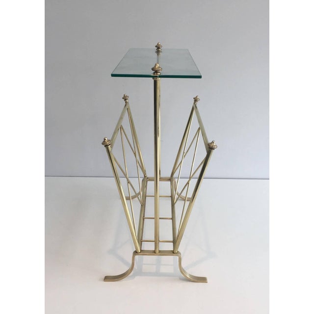 1940s Neoclassical brass and glass magazine rack, Maison Jansen For Sale - Image 9 of 12