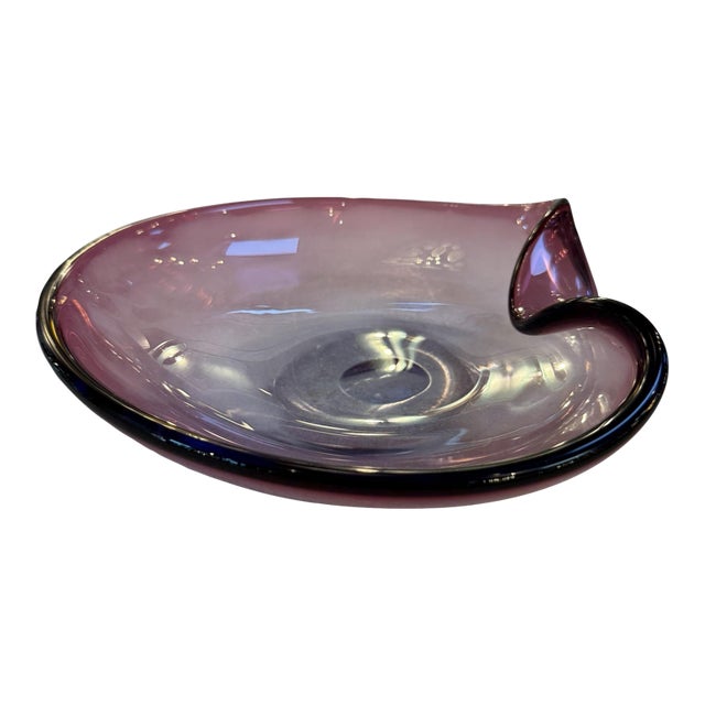 Murano Amethyst Glass Bowl With Folded Rim, Italy 1960s For Sale