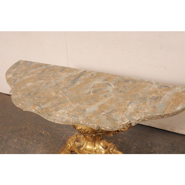 Italian Italian Antique Urn-Carved Pedestal Console For Sale - Image 3 of 12