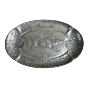 1900 Pewter Kayserzinn Stag Platter Kaiserzinn