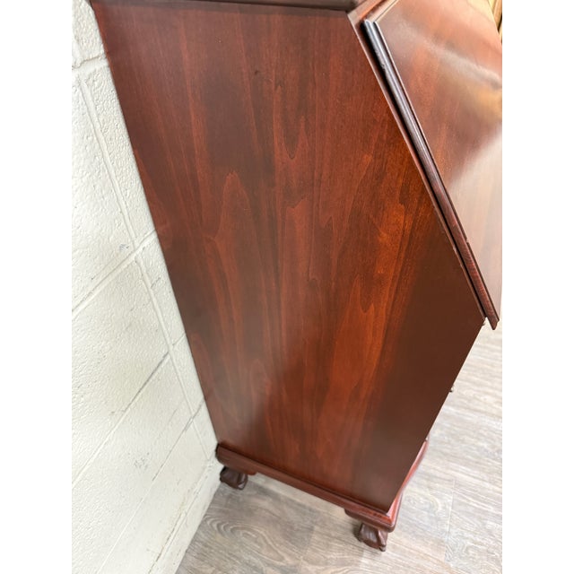 Vintage Chippendale Style Slant Front Fall Front Mahogany Secretary Desk For Sale - Image 11 of 17