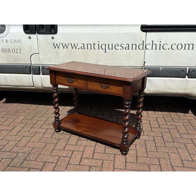 Victorian Mahogany Console Table, Hall Table. with 2 Drawers. Shelf to base. Sizes :- 98 cms wide, 46 cms depth, 76 cms...