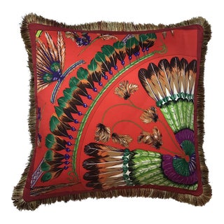 Contemporary Hermès Brazil Detail Silk Scarf Pillow For Sale