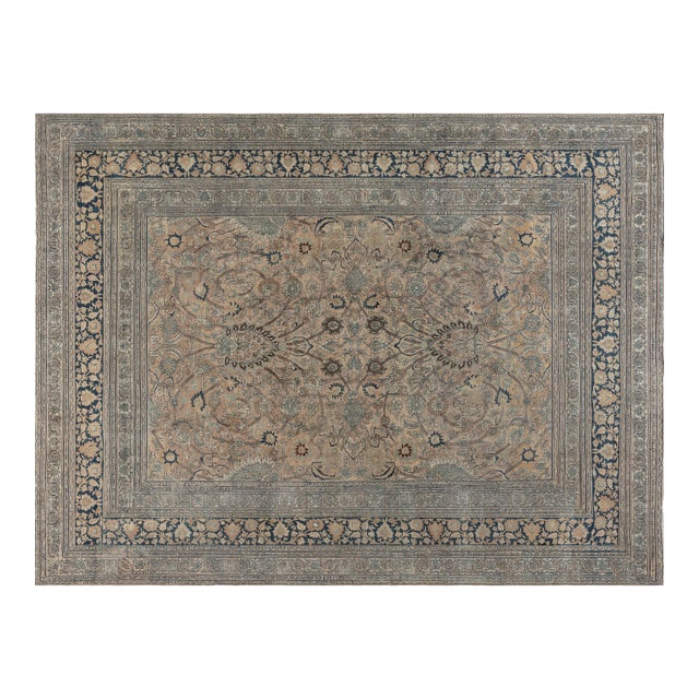 Authentic 19th Century Persian Meshad Handmade Wool Carpet For Sale