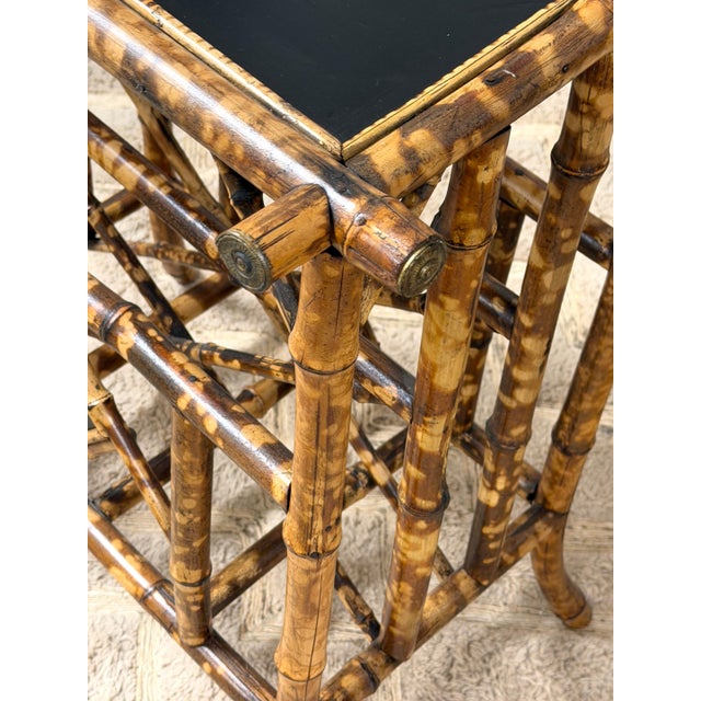 Black French Aesthetic Movement Japonisme Burnt Bamboo & Black Lacquer Side Table For Sale - Image 8 of 11