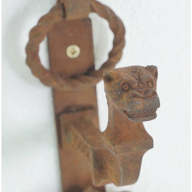 Pair of Gothic Wrought Iron Grand Entry Double Door Pulls For Sale - Image 9 of 11