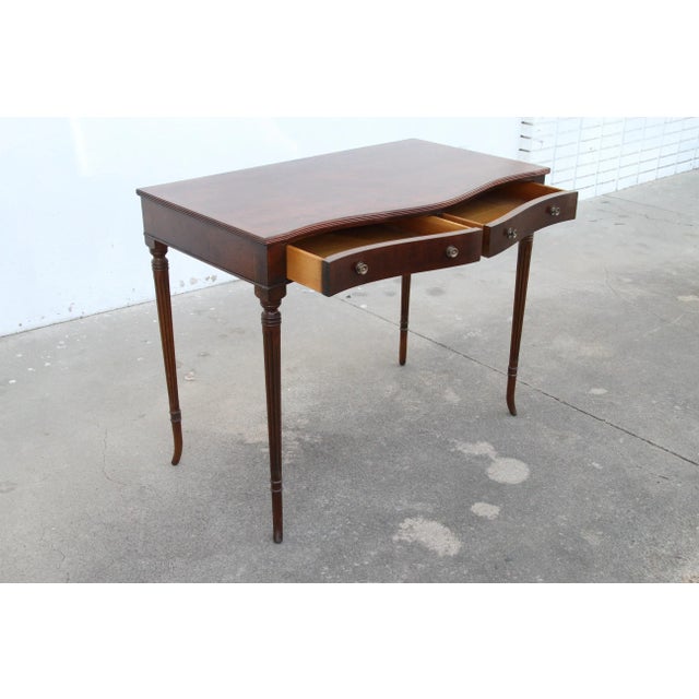 Walnut 2-Drawer Writing Table W/ Burl Walnut Top For Sale In Houston - Image 6 of 10