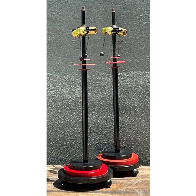 Vintage Postmodern Stacked Disc Lamps - A Pair For Sale - Image 12 of 12