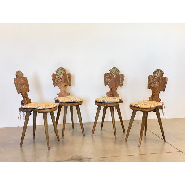 Rustic Tyrolean Chairs, 1960s, Set of 4 For Sale - Image 4 of 18