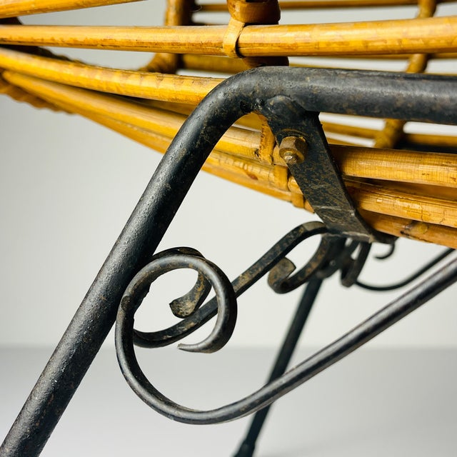 Wood Vintage Rattan Stand or Magazine Rack, Italy, 1960s For Sale - Image 7 of 14