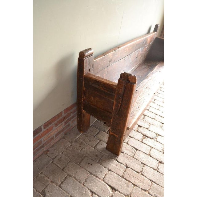 Antique Dutch Bench in Chestnut, 1800s For Sale - Image 4 of 7