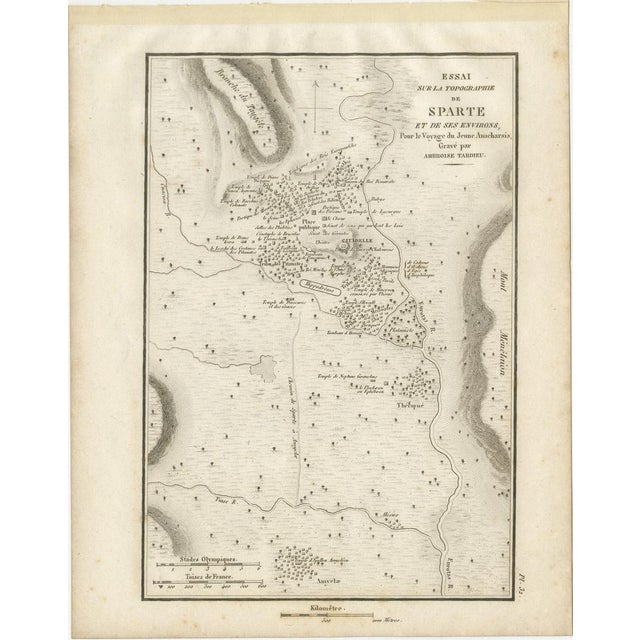 Antique Map of Ancient Sparta and Its Surroundings from Tardieu, 1825 For Sale - Image 3 of 11