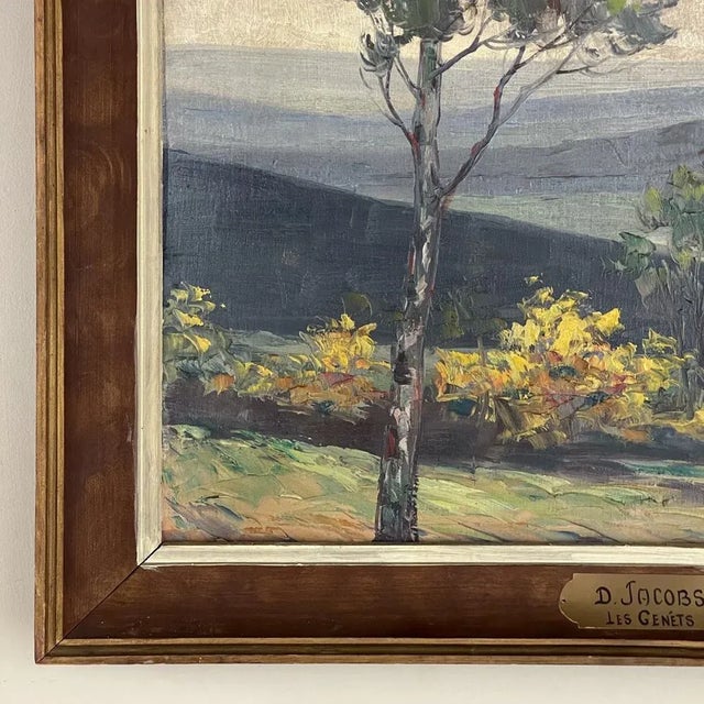 Wood Antique Framed Oil Painting on Board by Dieudonné Jacobs (1887-1967) For Sale - Image 7 of 13