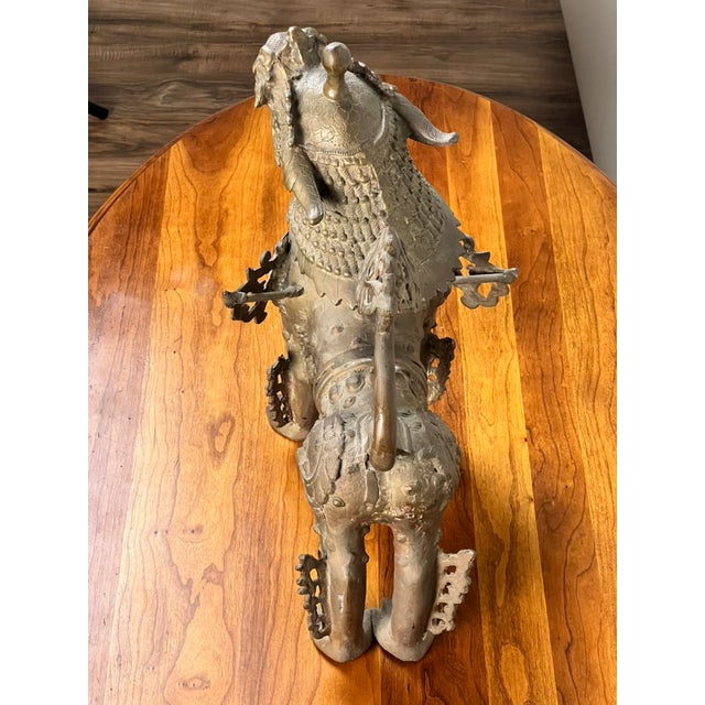 Vintage 17” Cast Brass Pixiu Tibetan Lion C. 1960 For Sale In Boston - Image 6 of 9