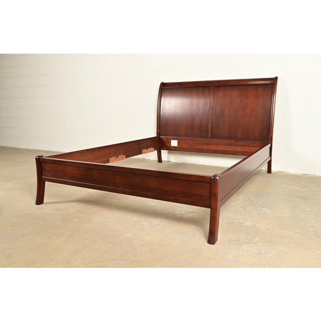 L. & J. G. Stickley French Empire Cherry Wood Queen Size Sleigh Bed For Sale - Image 11 of 11