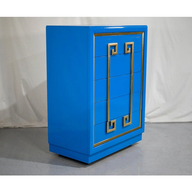 Sweet dreams are made of this!!! This 1940s Hollywood Regency Kittinger Greek Key Chest is fresh out of our paint studio...