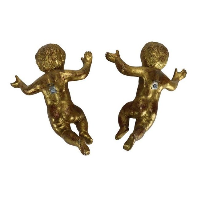 Gold Four Niccolini Italia Giltwood Cherub Sculptural Architechtural Elements C1950 For Sale - Image 8 of 11