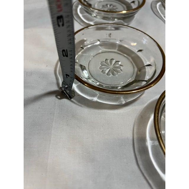 Contemporary 1970s Collection of Gold Rimmed Glass Dishes With Etched Star Design- Set of 11 For Sale - Image 3 of 9