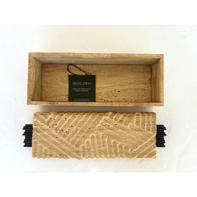 Revelation Textured Travertine Diagram Box For Sale In Atlanta - Image 6 of 6