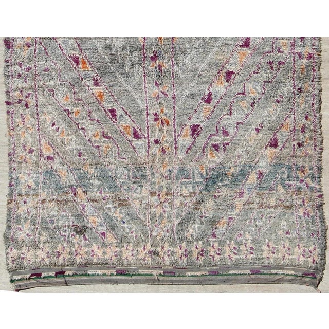 Vintage Hand Knotted Moroccan Rug With All-Over Tribal Design in Shades of Blueish/Green For Sale - Image 4 of 11