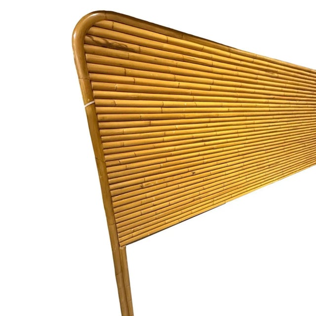 1950s Restored Wide Mid -Century King Size Stacked Rattan Headboard For Sale - Image 4 of 6