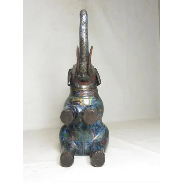Chinese Antique Chinese Cloisonné Elephant For Sale - Image 3 of 12