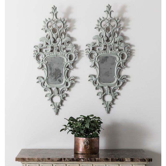 19th Century Italian Painted Venetian Mirror Appliqués - a Pair For Sale - Image 4 of 13