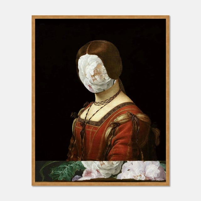 Contemporary Flower Face 1 by Lara Fowler in Gold Frame, XS Art Print For Sale - Image 3 of 3