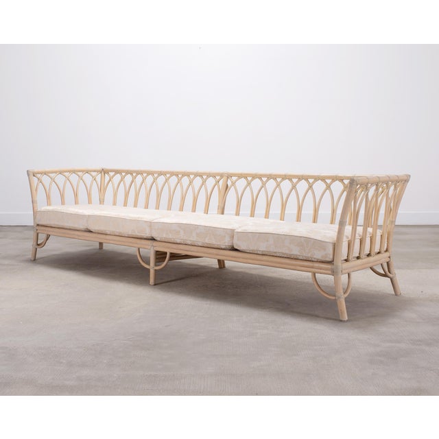 McGuire Pair of McGuire Organic Modern Rattan Cathedral Sofas 7 Ft 9 Ft For Sale - Image 4 of 18