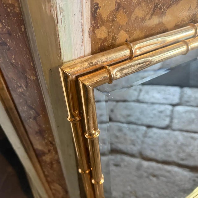 1970s Hollywood Regency Bamboo Shaped Brass Italian Wall MIrror For Sale - Image 12 of 16