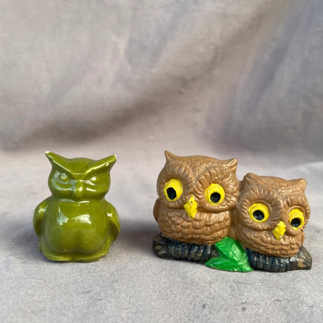 Vintage Tiny Owl Figurines- a Pair For Sale - Image 10 of 10