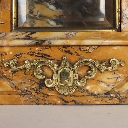 Metal Triptych Clock in Yellow Marble and Gilded Bronze, Set of 3 For Sale - Image 7 of 16