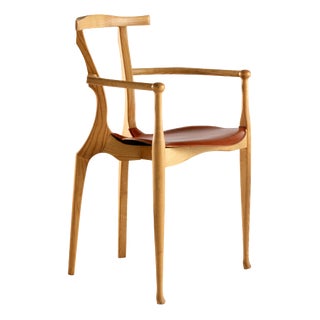 Mid-Century Modern Leather and Wood Gaulino Chair by Oscar Tusquets, 2018 For Sale
