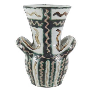 Ceramic Vase with Handles by Robert Picault, 1960s For Sale