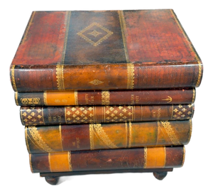 Mid 20th Century Maitland-Smith Stacked Leather Faux Books Side Table/Coffee Table With Drawers.