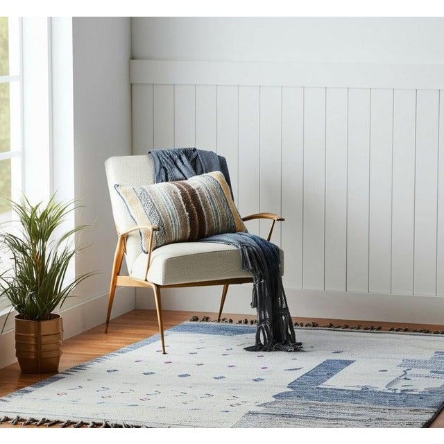 Textile 6x10 Gray Hand-Knotted Wool Asymmetrical Border Tribal Modern Carpet Rug For Sale - Image 7 of 8