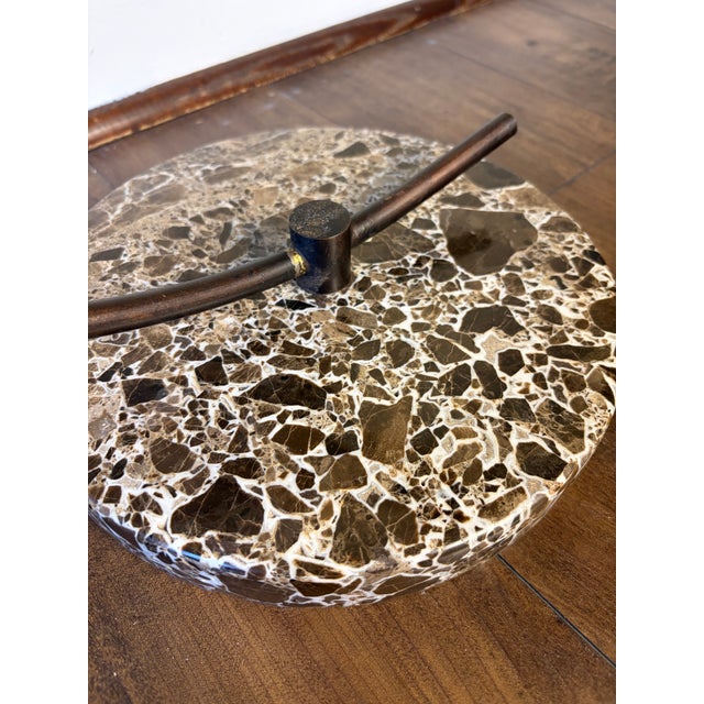 Italian Modernist Style Bronze-Finish & Stone Cantilever Table Lamp For Sale - Image 4 of 5