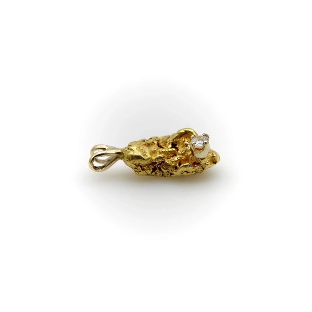 1990s Vintage 5.5 Gram 22k Gold Nugget Charm With Diamond For Sale - Image 5 of 6