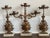 Art Nouveau Antique 3 Piece Set Girandole Candelabra Gold Gilt With Marble Bases For Sale - Image 3 of 11