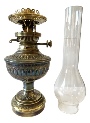 English Napoleon III Kerosene Oil Lamp in Yellow Copper from Hinks & Son