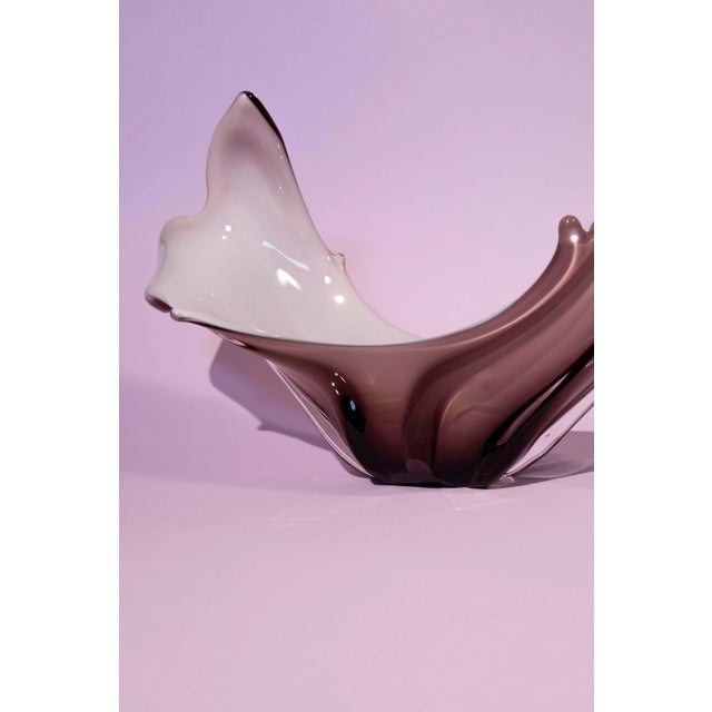 Purple Vintage Late 20th Century Twirly Opaline Centerpiece, Murano Style For Sale - Image 8 of 10