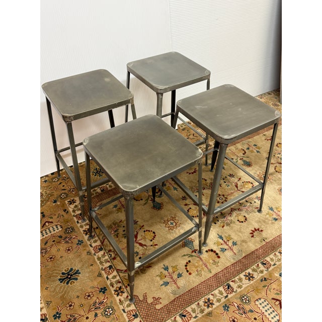 CB2 Cb2 Flint Metal Counter Stools, Set of Four For Sale - Image 4 of 11