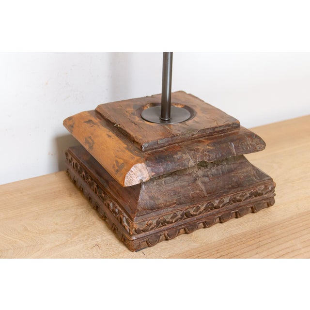 Wood Antique Indian Architectural Table Lamp For Sale - Image 7 of 8